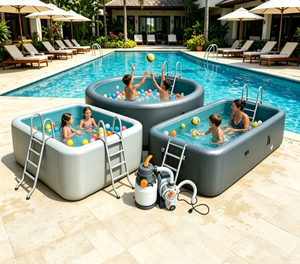 Piscine rectangulaire gonflable avec pompe filtrante pour jeux aquatiques pour enfants, utilisation en extérieur, matériau TPU - Product Image 1