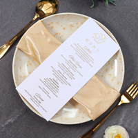 Tarjeta de Menú de Papel Texturizado Blanco con Lámina Dorada, Cartulina Flocada de una Sola Capa, Menú Personalizado para Mesa de Boda o Cena