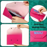 Sac de rangement pour Mahjong en cuir synthétique bleu roi, magnétique, étanche, pliable, avec porte-cartes, accessoire de table de jeu portable