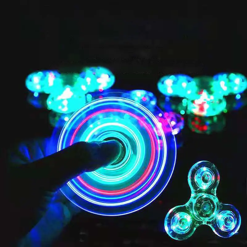 Wholesale new style LED luminous transparent flash decompression fidget spinner toy