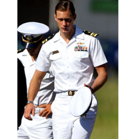 Tenue de pilote d'avion blanche ISO Factory, chemise et pantalon, uniformes maritimes personnalisés, tenue d'été à manches courtes brodée pour hommes de l'Académie navale