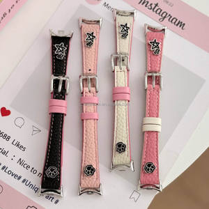 14mm pour <span class=keywords><strong>Xiaomi</strong></span> Band 10 9 <span class=keywords><strong>8</strong></span> Chien Griffe Motif Litchi Motif Broche Fermoir Bande Bracelet Bracelet Montre Bracelet Miband Huaweiband - Product Image 1