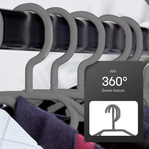 Gancho Giratorio Gris para Ropa de Niños, Perchas de Plástico Antideslizantes y Ahorradoras de Espacio, Percha para Bebés - Product Image 2