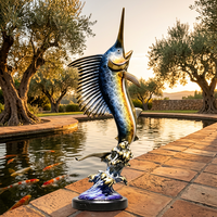 Statue de poisson Koi en bronze moulé à la cire perdue sur mesure - Sculpture aquatique sur mesure, sculpture en bronze