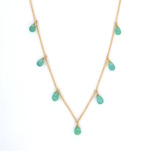 Bijoux fins faits à la main, collier en pierre d'émeraude naturelle, collier à breloques en or jaune 18K, produits en gros - Product Image 3