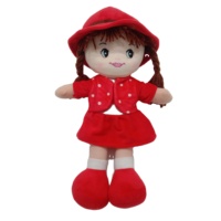 Poupée de chiffon rouge en tissu doux, 35cm, en peluche, à la mode, jupe habillée, poupées pour filles
