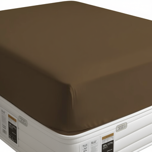 Sábana Ajustable 100% Algodón Marrón 140x190 Cm Para Cama Francesa - Product Image 3