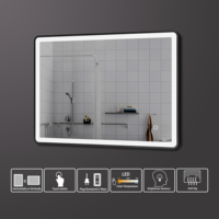 Miroir de bain LED avec éclairage réglable, avec cadre noir mat, gradateur d'écran tactile, personnalisé, noir mat