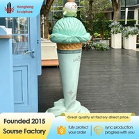Escultura gigante de helado de fibra de vidrio y resina de 100 cm, tamaño extra grande, para decoración de tiendas, exhibición de conos de helado gigantes para escaparates.
