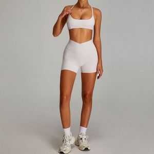 <span class=keywords><strong>Set</strong></span> di abbigliamento da Yoga solido con logo personalizzato per il controllo della pelle della pancia per donne - Product Image 4