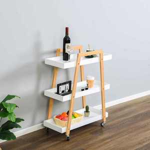 3-Tier Bamboe Keuken Rollende Kar Verwijderbare Houten <span class=keywords><strong>Trolley</strong></span> Eiland Kar, Utility Kar Multi-Layer Opslag Plank Rek Op Wielen - Product Image 2