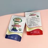 8OZ Herbruikbare voedselveilige zakken voor blauwe bessenpoeder, staande pouches, Doypack voor gedroogd fruit, suiker, blauwe bessen, frambozenpoeder.