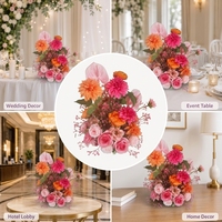 Roses en soie en gros, arrangement floral moderne rose foncé, romantique, pour mariage, fête des mères, Noël, centre de table