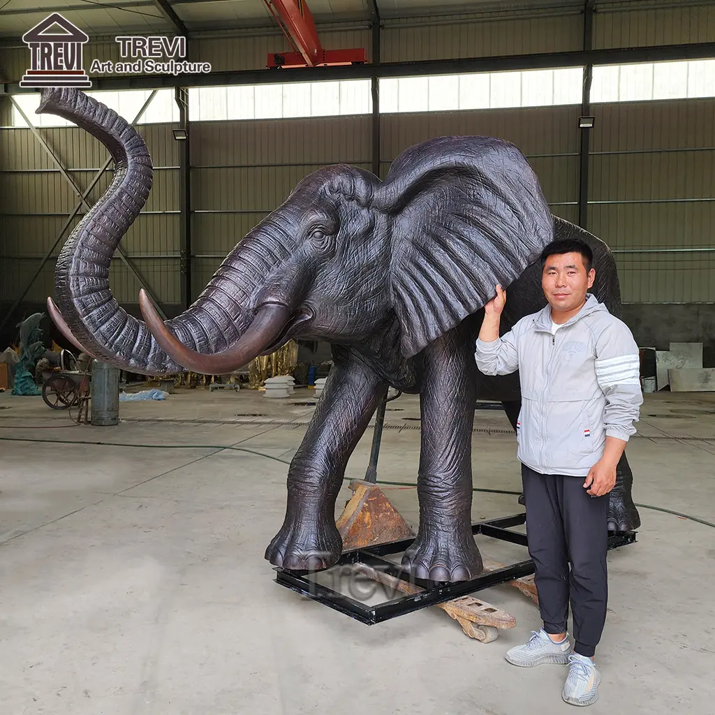大きな屋外のブロンズ象の彫刻野生生物のブロンズ像