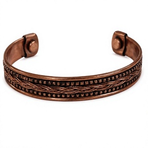 Elegant Embossed Braided <b>Rope</b> Bead Pattern Finish Copper <b>Bracelet</b> Fashionable Metal Jewelry Exquisite Design - Product Image 1
