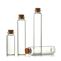 Pot en verre rond de 5 ml et 10 ml pour fleurs séchées, avec couvercle en liège transparent et couvercle en bois, pour gelée, impression sérigraphique, traitement de surface