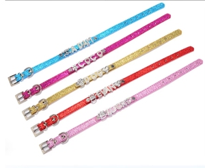 Ayarlanabilir <span class=keywords><strong>l</strong></span>üks köpek tasması tam elmas Bling özel ad mektuplar PU deri baskı<span class=keywords><strong>l</strong></span>ı DIY küçük köpekler <span class=keywords><strong>l</strong></span>üks Rhinestone köpek - Product Image 3