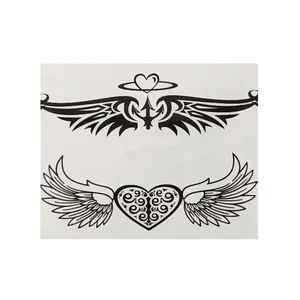 custom lady body tattoo sticker black printing wings leg arm tattoo stickers