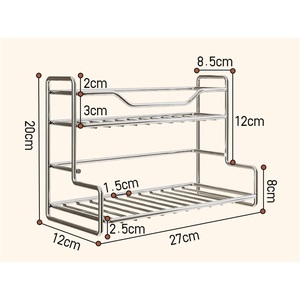 Standing Type Modern Stainless Steel Kitchen Towel Use Seasoning <b>Storage</b> <b>Rack</b> Double Tier Waterproof Drain <b>Rack</b> - Product Image 1