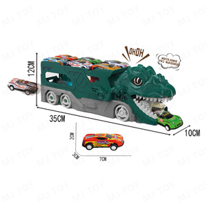 Camion de stockage 2 en 1 Jouet de déglutition <span class=keywords><strong>T</strong></span>-<span class=keywords><strong>Rex</strong></span> transformé avec 6 voitures coulissantes Piste de course Voiture dévorante de dinosaures - Product Image 3