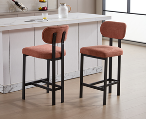 Sgabelli da Bar Set da 2, 26 pollici moderni sgabelli da banco in tessuto imbottito, <span class=keywords><strong>sedie</strong></span> a <span class=keywords><strong>isola</strong></span> da cucina <span class=keywords><strong>con</strong></span> gambe in metallo nero - Product Image 3