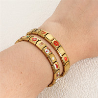 RVS DIY Modulaire Charm Sticker-stijl Gouden Valentijnsdag Rode Lip Kersen Hart Patchwork Sieraden Accessoires