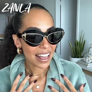 Luxury Brand Double Thick Frame Big Cat Eye Sunglasses Women 2024 New Trends Designer <strong>Fashion</strong> Punk Oversized Sun <strong>Glasses</strong> for Men - Product Image 4