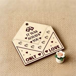 Tarjeta de Felicitación Romántica con Sobre de Madera - Tarjeta de <span class=keywords><strong>Amor</strong></span> Grabada con la Frase "Siempre Fuiste Tú" para el Día de San Valentín, Aniversario, Regalo de Boda - Product Image 1