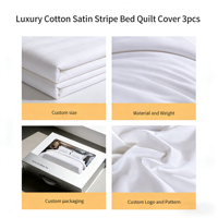 Housse de Couette et Drap Plat Satin de Coton Blanc Rayé de Luxe sur Mesure FEO 250TC pour Hôtels