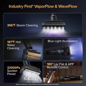 Roborock Aspirateur <span class=keywords><strong>Vapeur</strong></span> Humide/Sec Tout-en-un Laveur de Sols Lumière Bleue 194F Auto-Nettoyant 180° Inclinable Assistant IA pour Voiture - Product Image 5
