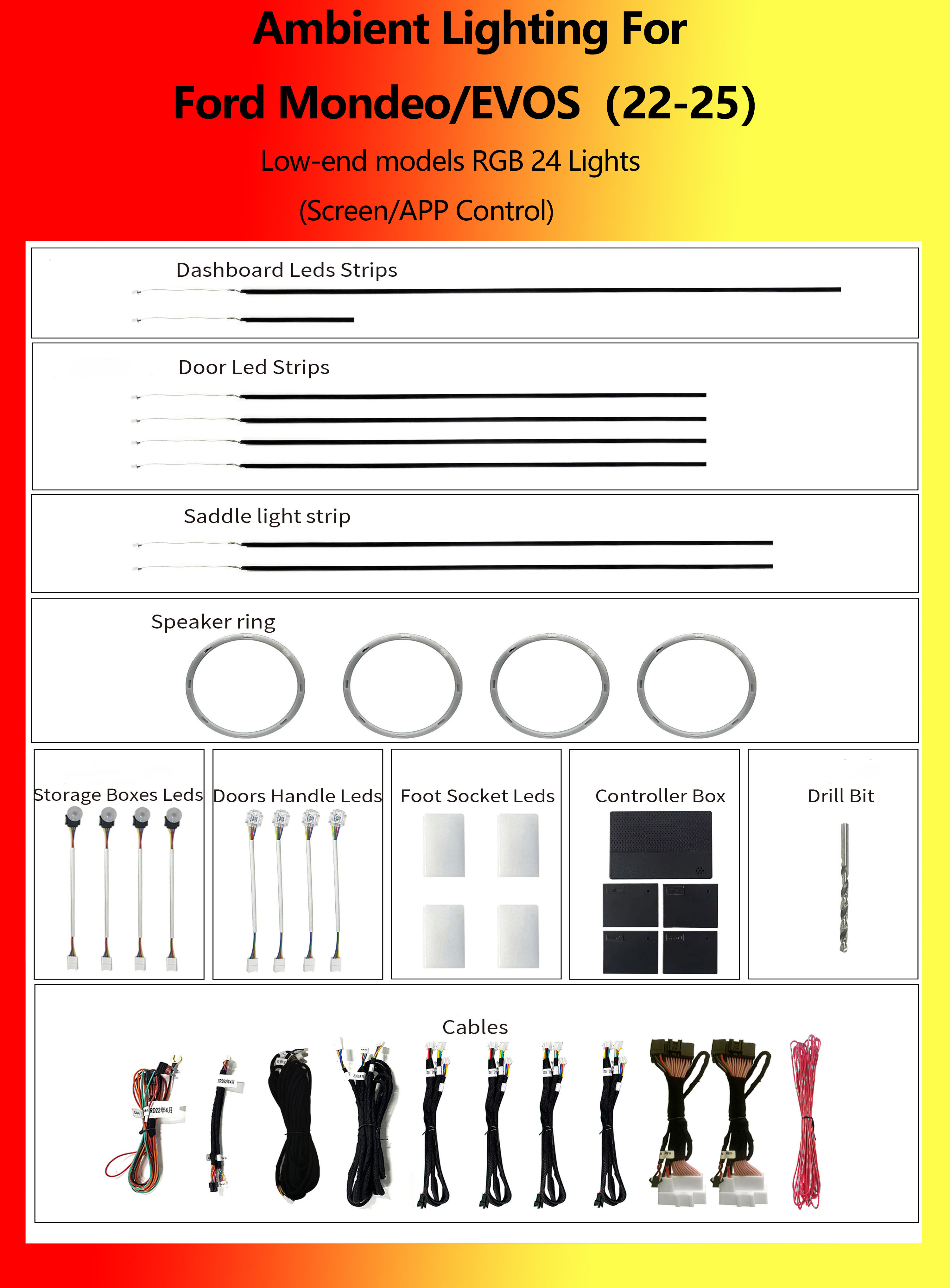 Ford Mondeo/EVOS Modèles d'entrée de gamme RGB 24 Lumières