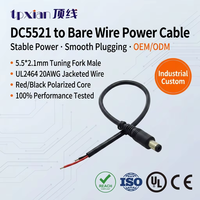 Câble d'alimentation DC5521 mâle vers fil étamé dénudé UL2464 20AWG pour équipement CCTV, LED et esthétique
