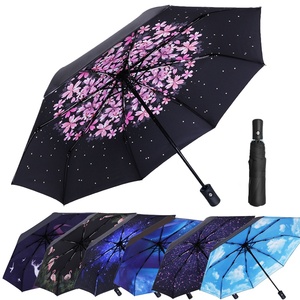 Windproof Automatic Open Close Travel <b>Umbrella</b> Compact UV Protection Sun Rain <b>Umbrella</b> with Custom Logo Support - Product Image 1