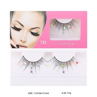 Faux cils à sequins transfrontaliers, autocollants en forme de cœur à paillettes, petites fleurs, faux cils en vison synthétique à bande noire en plastique