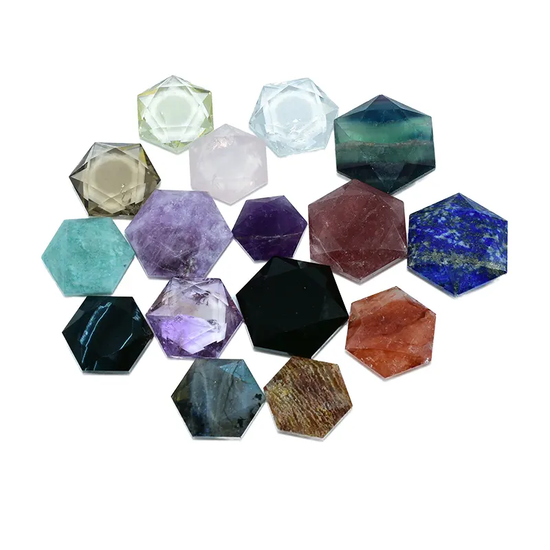 Natuurlijke Hexagram Carving Chakra Zespuntige Amethist Kwarts Zeshoek Ster Halfedelsteen Voor Boeddhisme Reiki Crystal Stone