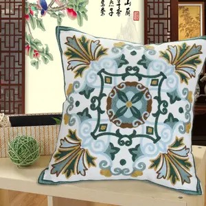 Amity Hot Selling Flower Embroidered Pillow Cover Nation Style Sofa Living Room Office Cushion Cover