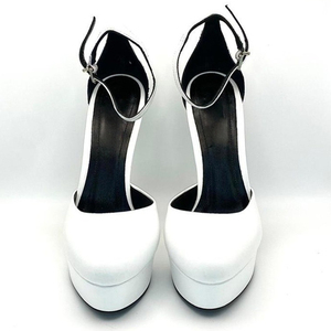 Sandales à plateforme épaisse pour femmes, grande taille 45, en cuir verni, coupe large, talons hauts, avec lanières de cheville, imprimé animal, bout rond, pour l'été - Product Image 2