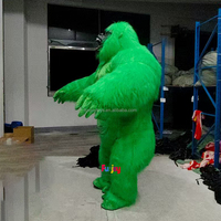 Costumes de mascotte de gorille gonflable à long poil pour les entreprises de location, 2/2,6/3 m, gorille vert foncé, costumes de cosplay pour les événements