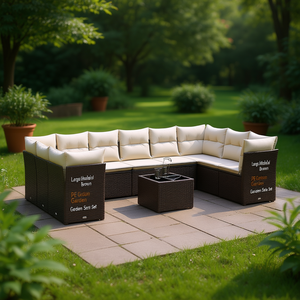 Ensemble de canapés de jardin modulaires en rotin PE brun, meubles d'extérieur élégants, coussins en mousse haute densité - Product Image 2