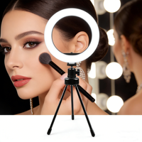 Mini trépied portable avec anneau lumineux de 14 cm |   Support de téléphone 18 pouces alimenté par courant alternatif avec température de couleur réglable 3200K-9999K pour la création de contenu