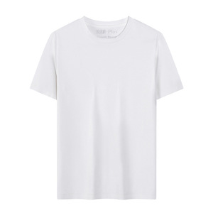 Custom High Quality Men's 86% Cotton 14% Spandex Seamless T <b>Shirt</b> 180GSM <b>80s</b> Combed Cotton Solid Color Breathable Undershirt - Product Image 1