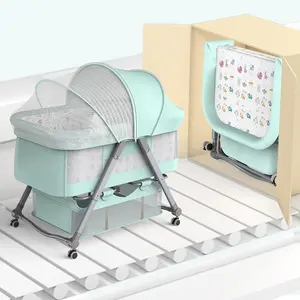 เด็กความปลอดภัยเข็มขัด crib Suppliers-ความสูงปรับ Splicing Big เตียงปรับความสูงที่นอน Movable Crib ความปลอดภัยเข็มขัดเตียงเด็ก