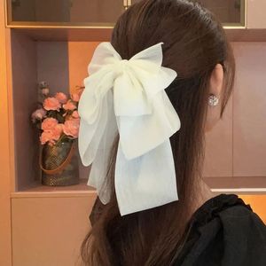 Silver thread large <b>bow</b> hair <b>clip</b>, runaway princess hair <b>clip</b>, trendy and elegant pearlescent yarn, versatile and sweet - Product Image 4
