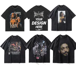 Y2k Custom Rundhals ausschnitt 100% Baumwolle Private Label Acid Washed Herren T-Shirts Schwerer Grafik druck Herren Vintage T-Shirts