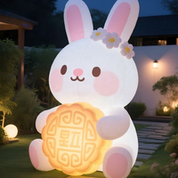 Lapin gonflable de dessin animé pour la décoration du Festival de la Mi-Automne, lapin gonflable avec lumières LED