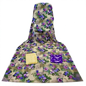 Conjunto de 3 Piezas de Ropa Kanga Ecológica de Lujo de Oriente Medio, Estampado Floral, Manga Campana, Mangas Largas, Tela de Algodón y Elastano - Product Image 4