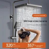 Ensemble de douche mural moderne tout cuivre avec mitigeur chaud/froid apparent, barre coulissante et jet de pulvérisation, pour usage domestique