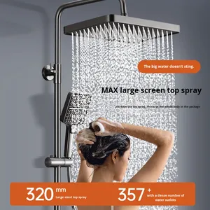 All-Copper Modern Exposed Hot/Cold Mixer <strong>Valve</strong> <strong>Shower</strong> Set Slide <strong>Bar</strong> Wall Mount Jet Spray Household <strong>Shower</strong> Faucet Head Unit - Product Image 2