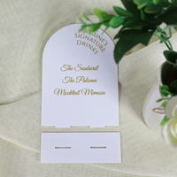 Impression or blanc 3mm d'épaisseur en forme d'arche acrylique blanc Détail de la table à boire Carte Menus de mariage Signalisation Anime Made Paper