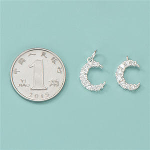 Haute qualité S925 pendentif en argent Sterling plaqué pavé Zircon <span class=keywords><strong>lune</strong></span> pendentif pour <span class=keywords><strong>collier</strong></span> <span class=keywords><strong>à</strong></span> faire soi-même Bracelet boucle d'oreille accessoires - Product Image 3